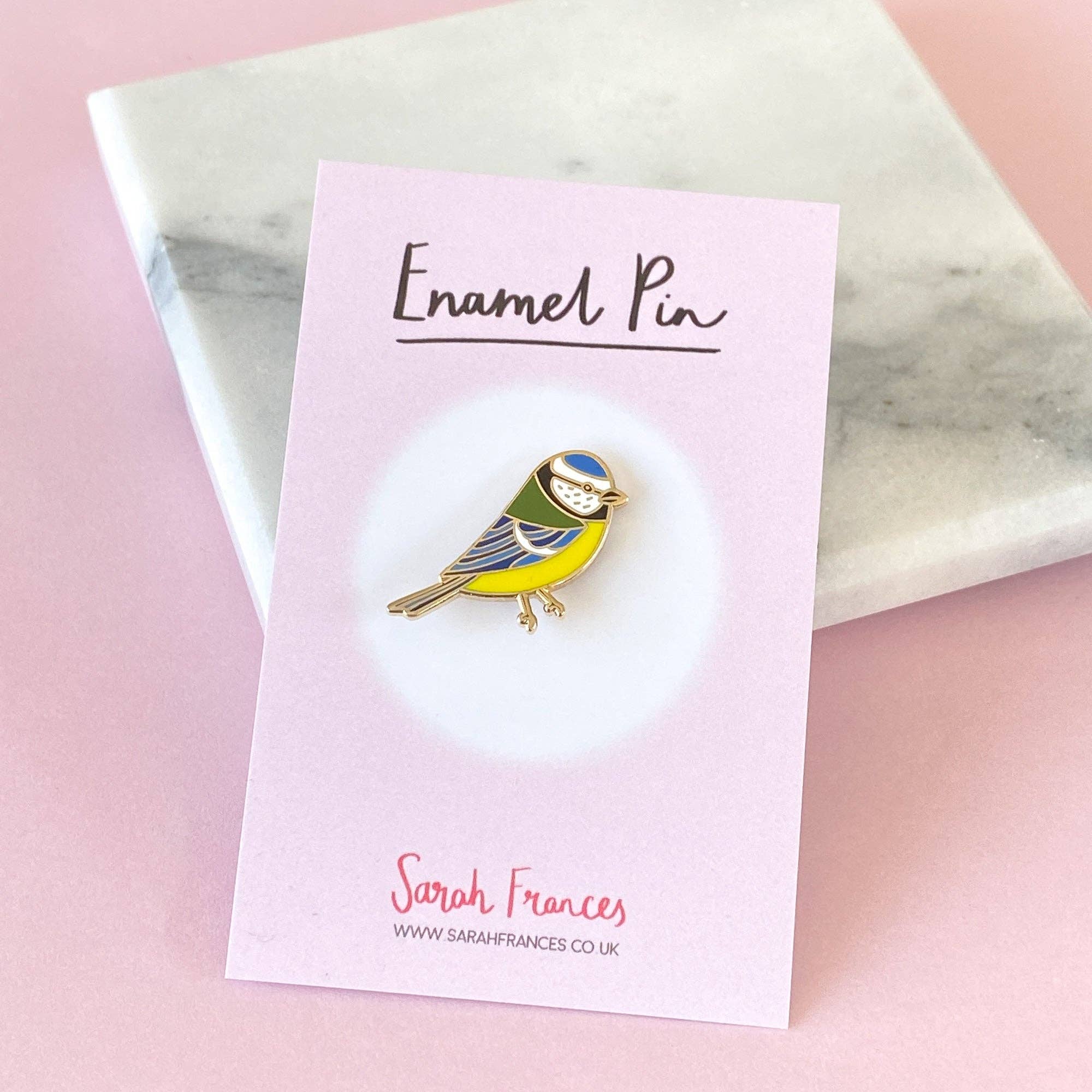Sarah Frances – wholesale Lapel pin/button – Blue Tit Enamel Pin1