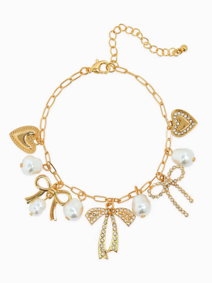 Multi Pearl Bow Charm Bracelet for wholesale by Sessori