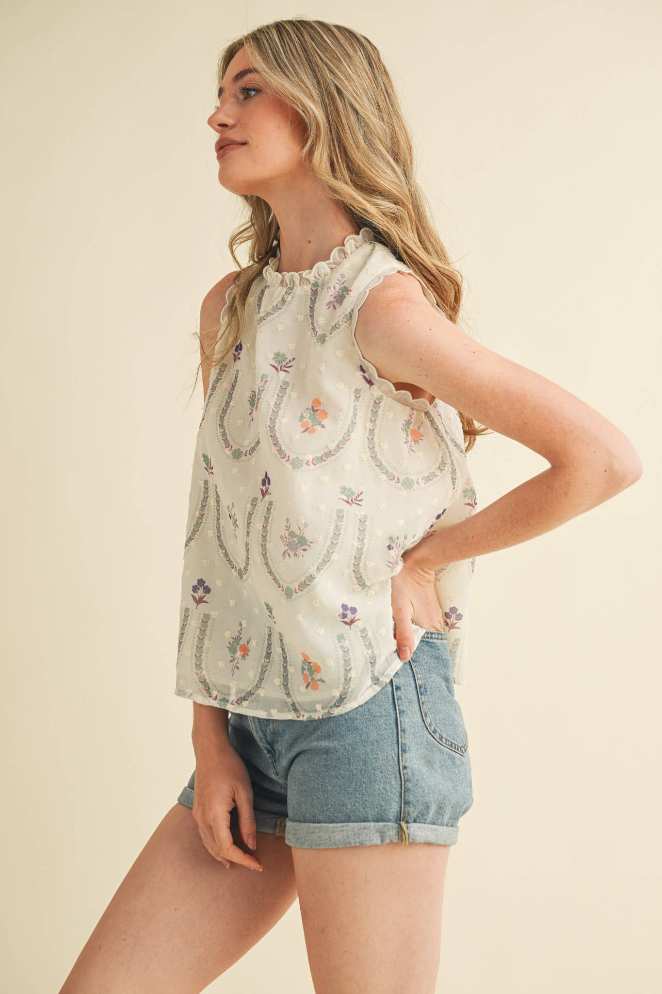 &MERCI - Vendita all'ingrosso Camicetta - Donna - TOP BABYDOLL CON RICAMO FLOREALE MTP400613