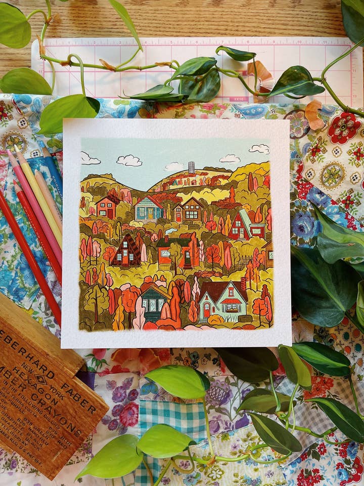 City on a Hill | 8x8 Print for wholesale by Everyday Antonia Mae