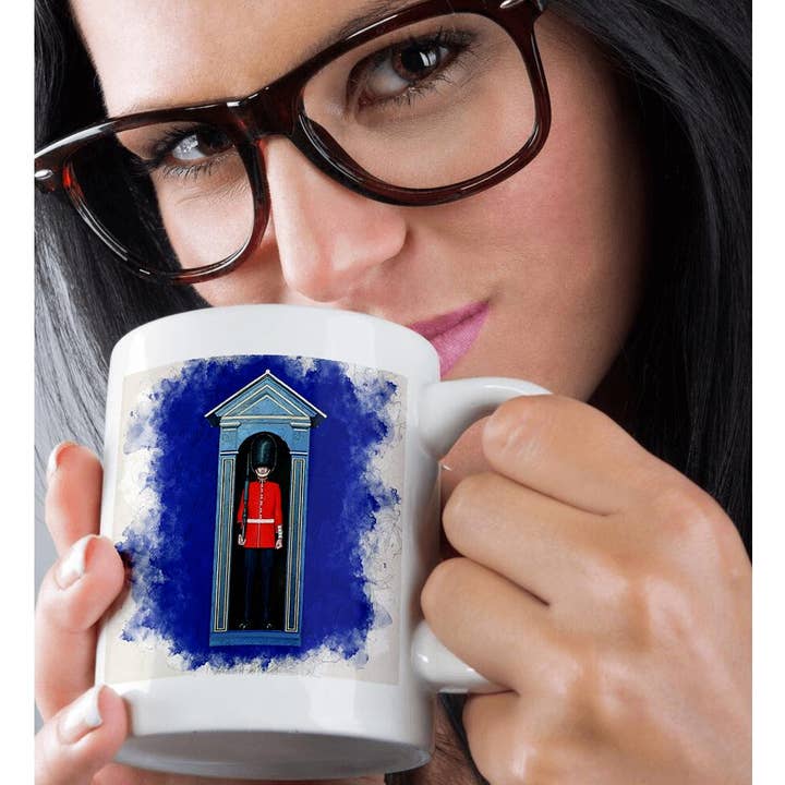 3dRose - Wholesale Coffee Mug - 3dRose, A London guard in guard house portrait in mixed media style, Mug9