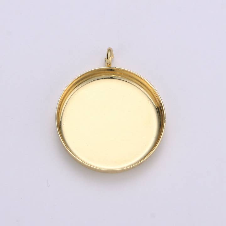 Aim Eternal - Wholesale Stud/Post Earrings - 1pcs 14kGold Filled Round Circle Circular Bezel Cup Earring,