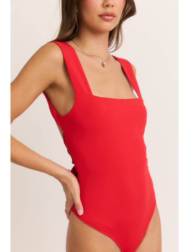 LE LIS - Wholesale Bodysuit - Women's - WIDE STRAP BACK TIE BODYSUIT