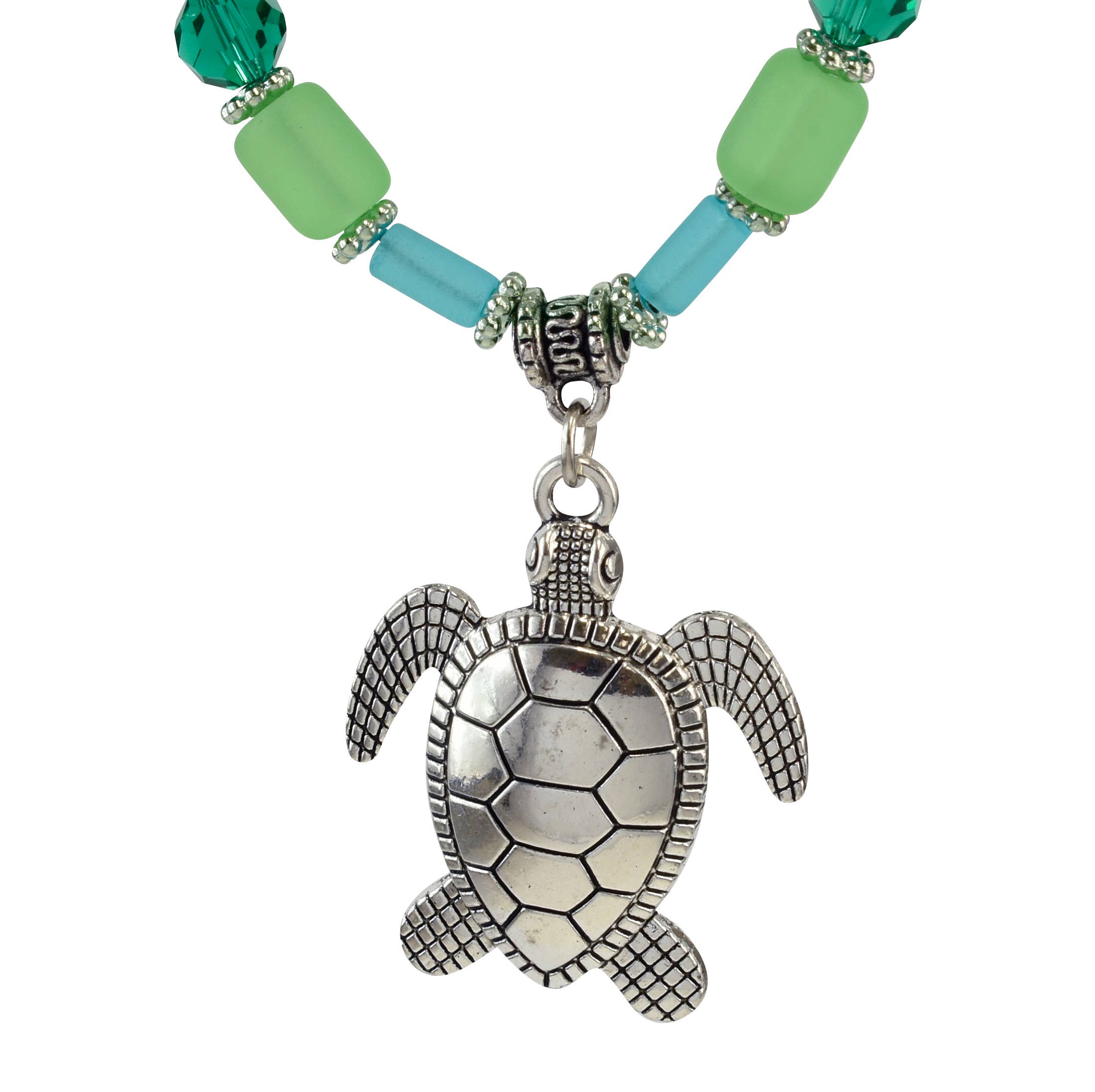 Snazzy and Co - Wholesale Beaded/Pearl Necklace - Sea Turtle Beach Glass Statement Necklace2