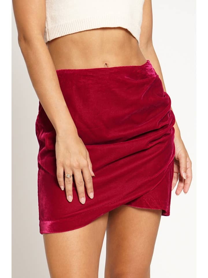 VELVET WRAP MINI SKIRT for wholesale by Sans Souci