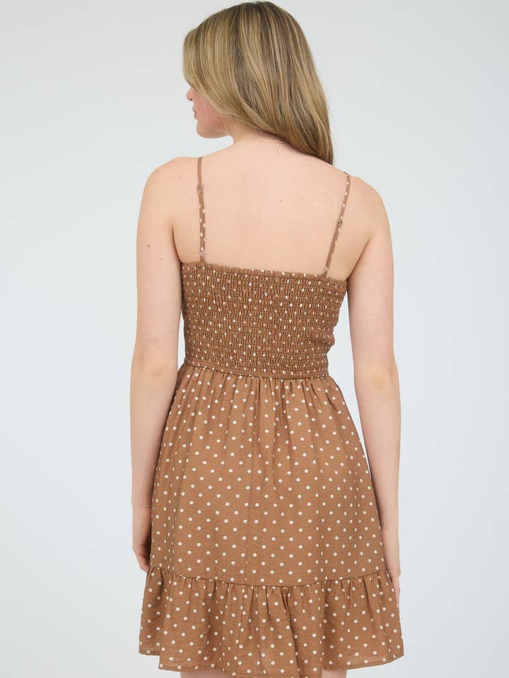 Blu Pepper - Wholesale Dress - Women's - POLKA DOT BOW DETAIL SMOCKED MINI DRESS
