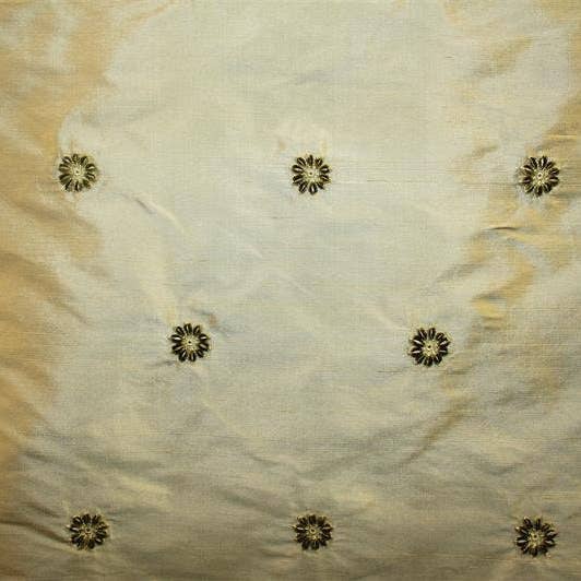 Velvet Embroidered Silk Dupioni Fabric - Blossom - Sage for wholesale by Hyena
