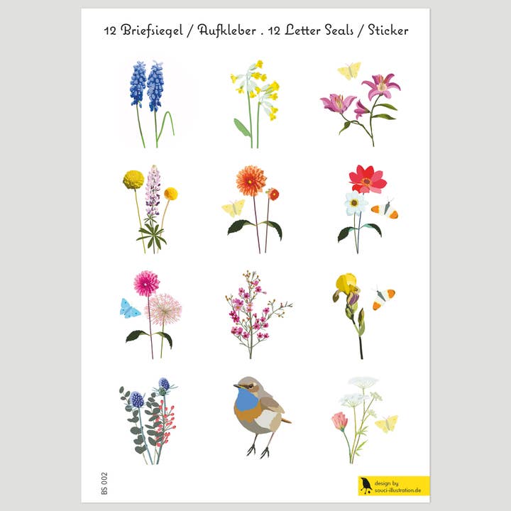 Feuille autocollante DIN A5, cachet à lettres « Bauerngarten » pour la vente par souci-illustration