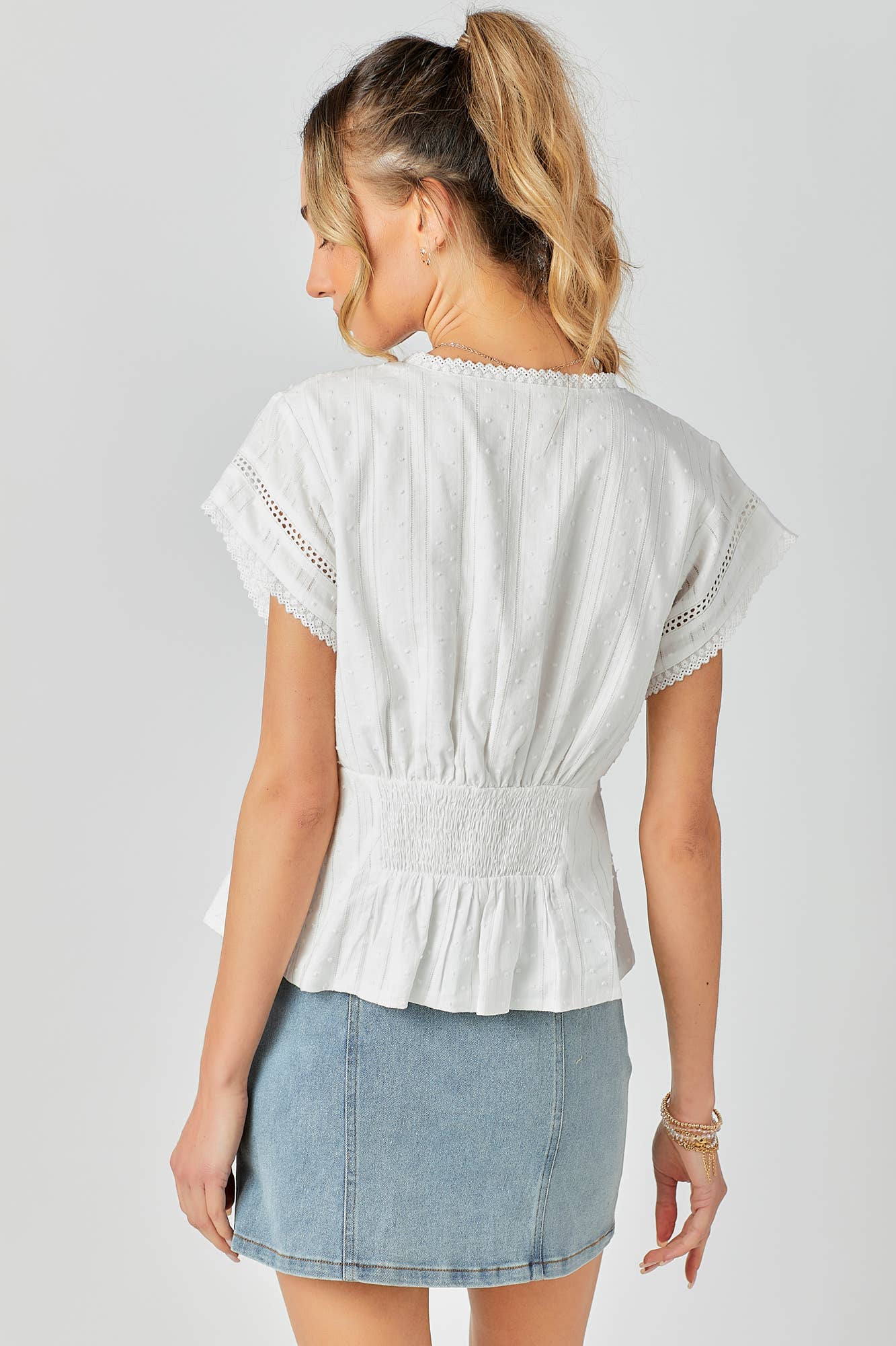 BABY PINK - Wholesale Knit Top - Women's - Lace Combo Peplum Top20