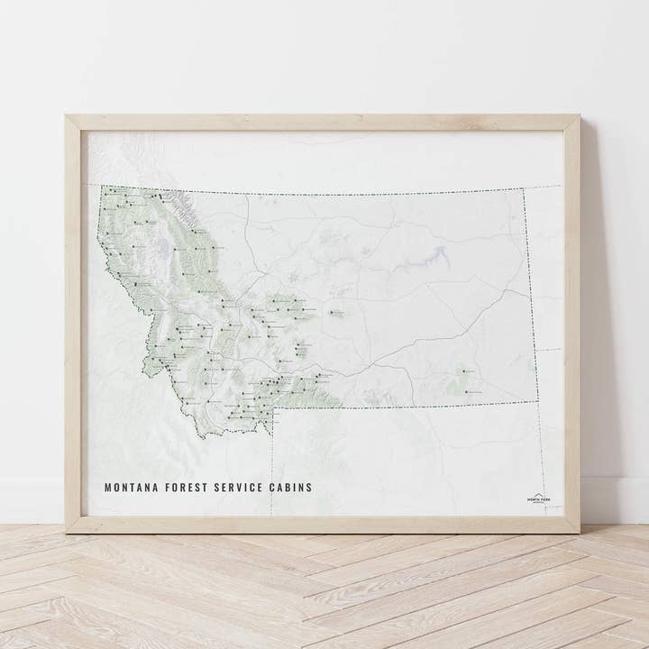Montana Forest Service Cabins Map for wholesale by North Fork Mapping