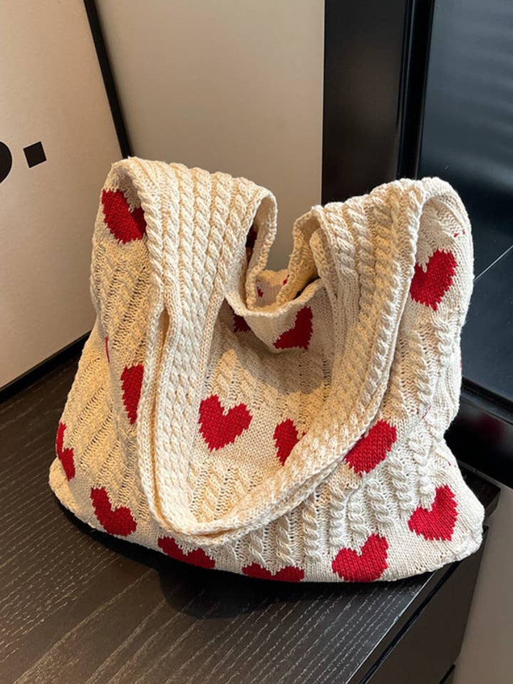 Love Print Color Block Simple Knit Shoulder Bag DPB1103 for wholesale by Dipped Shop