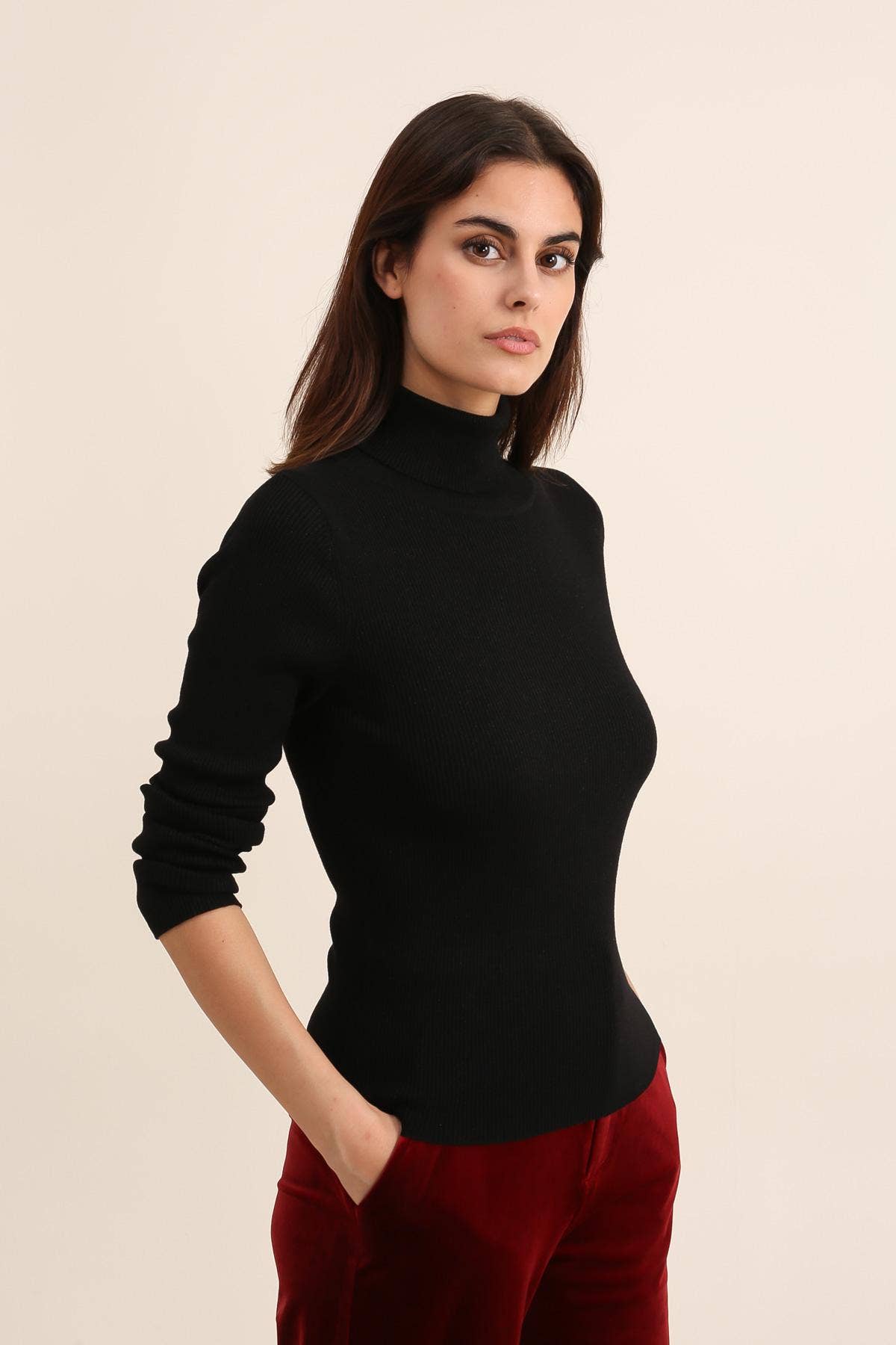 CHOKLATE PARIS - Wholesale Pullover-trui - Dames - Geribde coltrui van wol en lurex - 88025