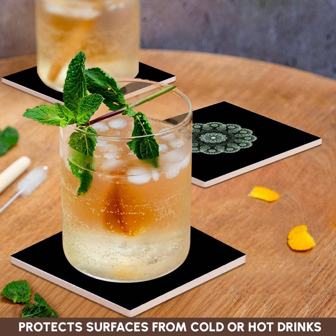 3dRose - Wholesale Coasters - 3dRose, Image of Fractal Green Mandela On Black, Coaster2