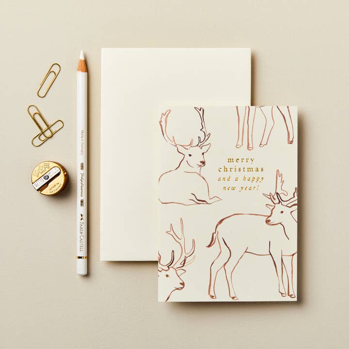 Reindeer 'Merry Christmas' Card for wholesale by Wanderlust Paper Co