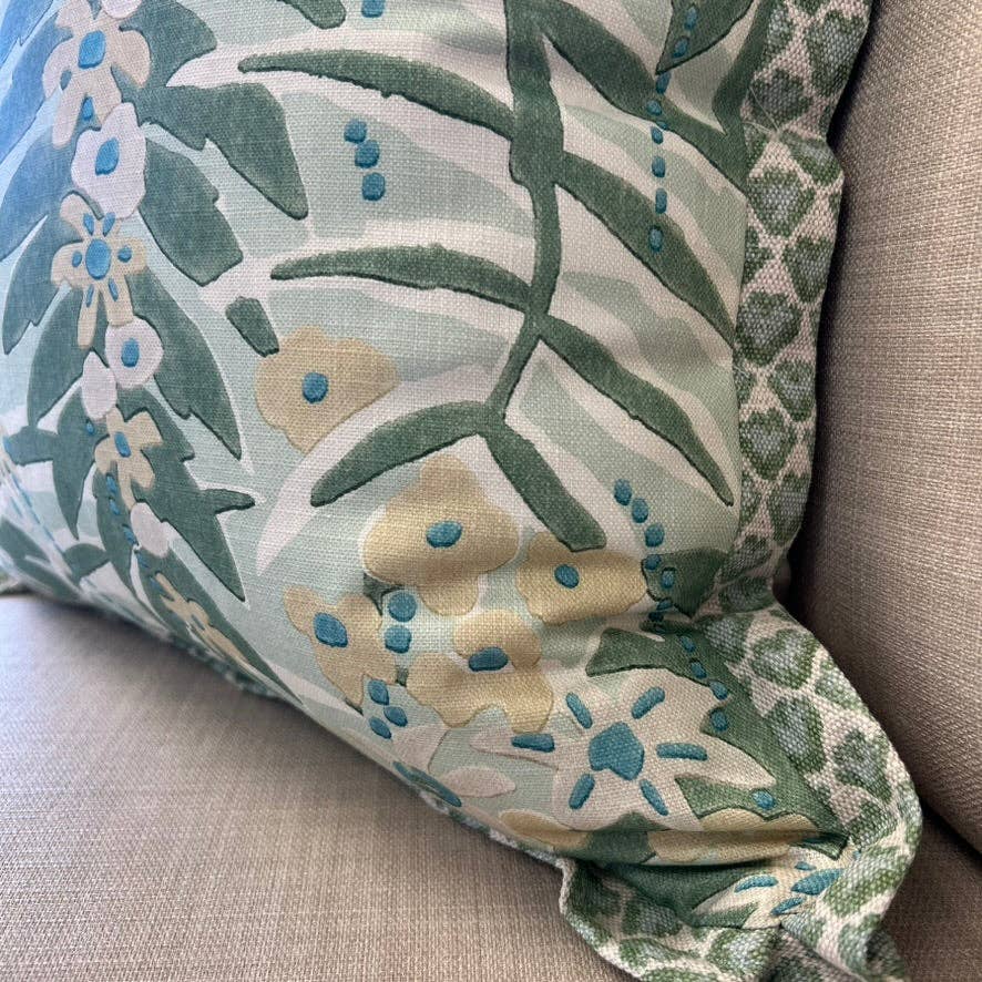 Wheaton Whaley Home - Wholesale Throw Pillow Cover - WWH Fave - Ashbee in Aqua with Bennett flange2