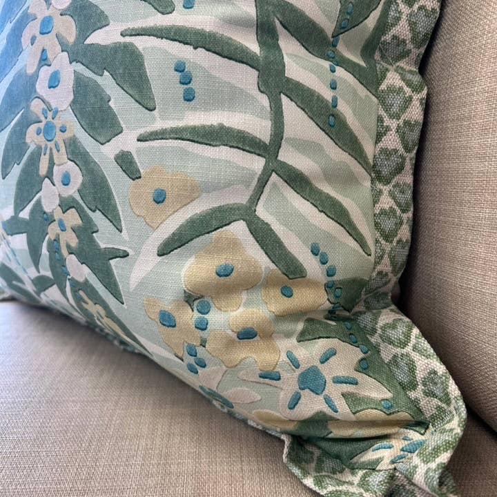 Wheaton Whaley Home - Wholesale Throw Pillow Cover - WWH Fave - Ashbee in Aqua with Bennett flange2