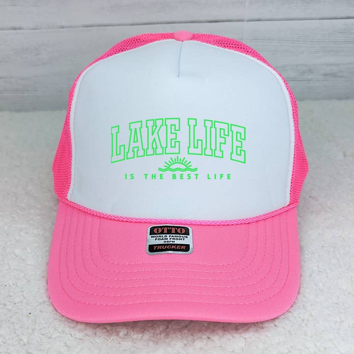 Lake Life Hat/Pocket Neon GREEN Screen Print Heat Transfer for wholesale by Trendy Transfers