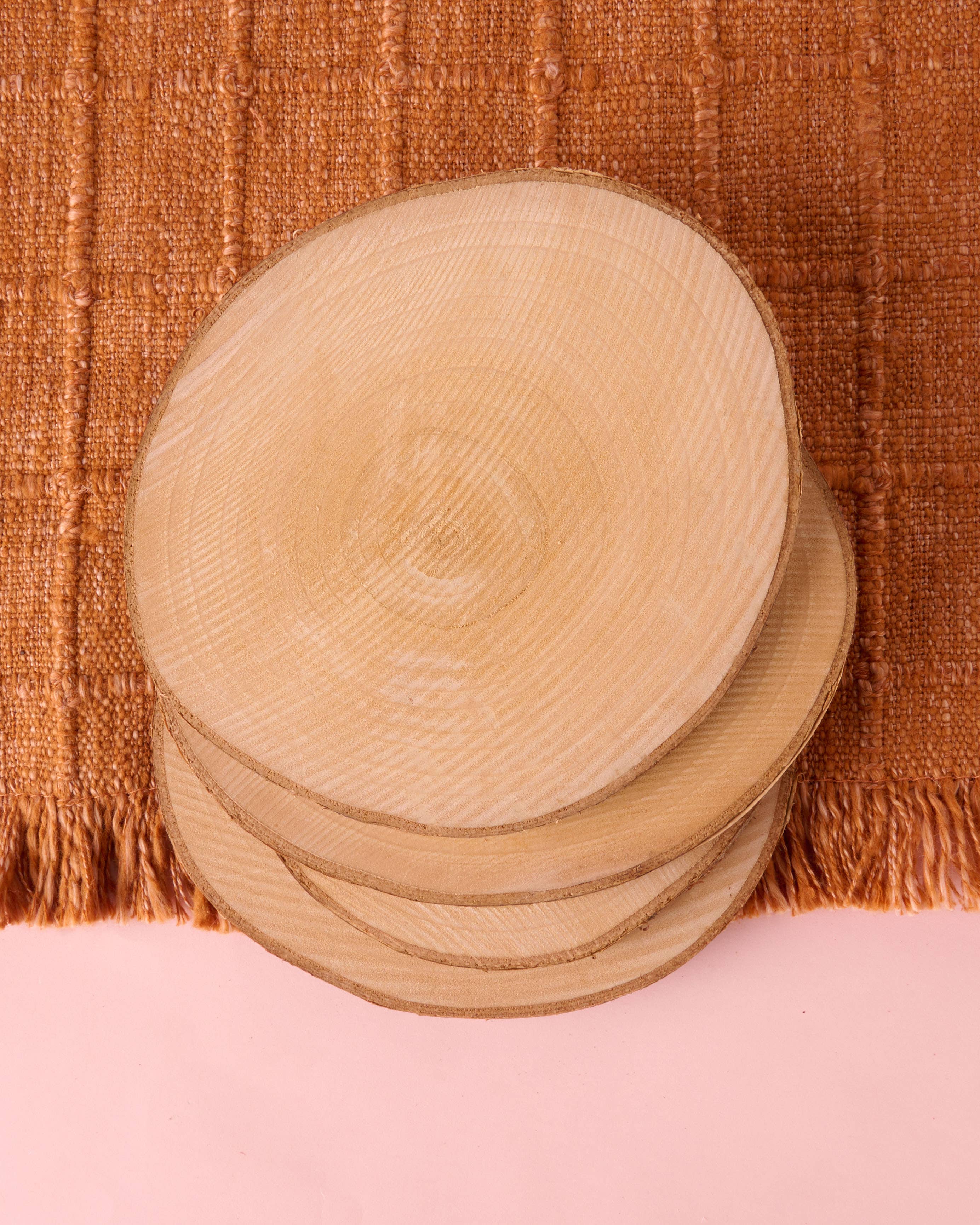 Em And Me Studio – wholesale Coasters – Oversized Wood Coasters, Set of 4 Natural wood slices5