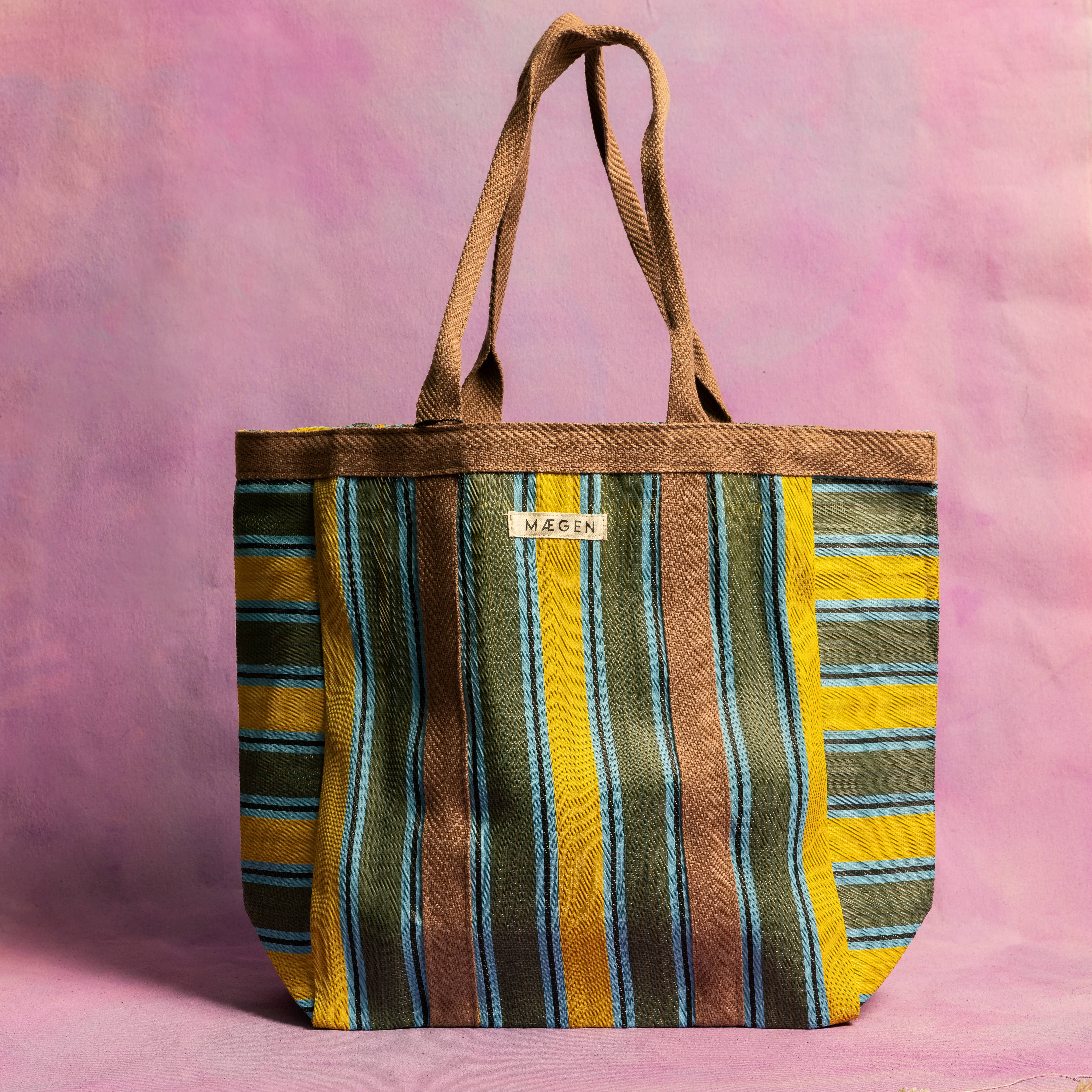 MÆGEN - Wholesale Tote Bag - Unisex - Everywhere Bag | Chocolate/ Yellow/ Olive1
