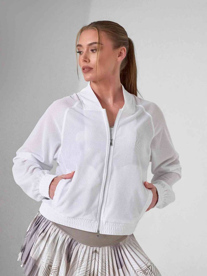 Veste de sport en maille BAILA | Bomber de performance à double zip | Collection First Position pour la vente par Inphorm