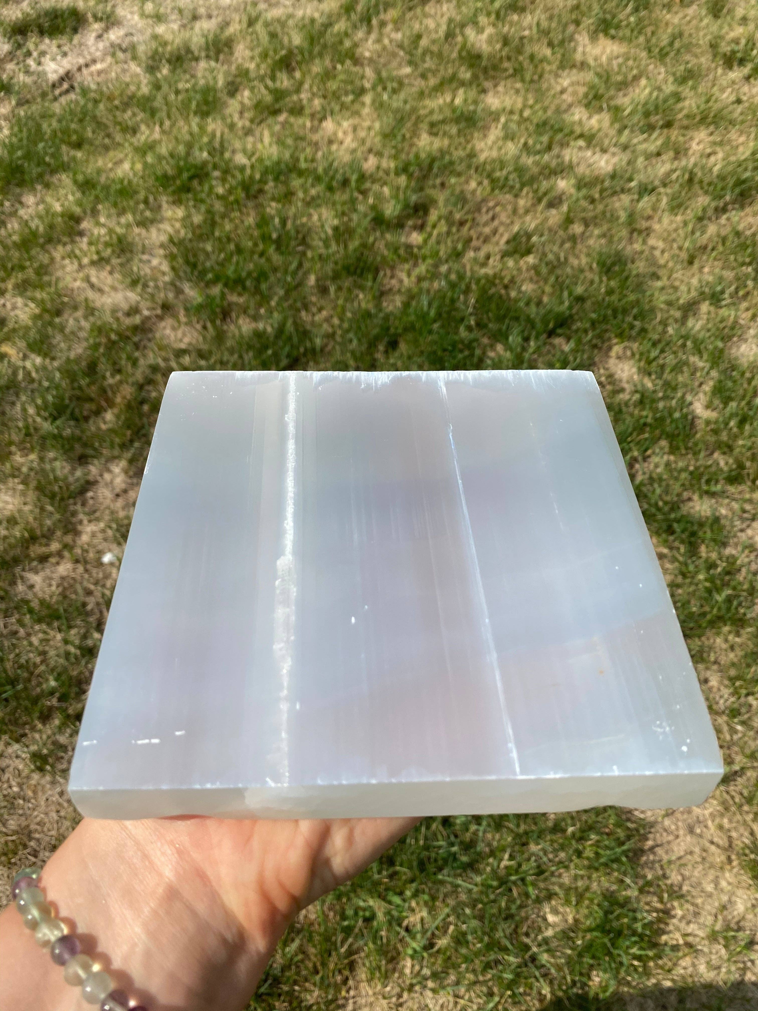 New Moon Beginnings - Wholesale Crystal Charging Plate - Square Selenite Charging Plate (~5.5") Crystal Charging Slab7