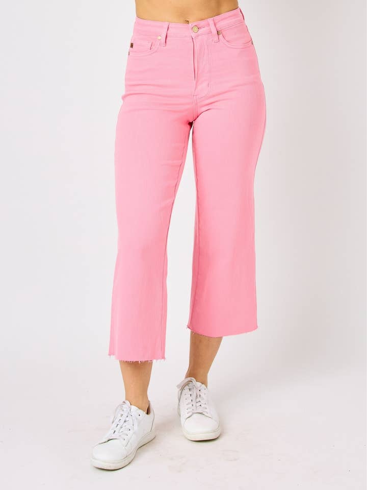 HW Garment Dyed Tummy Control Crop Wide - PLUS for wholesale by Judy Blue Jeans