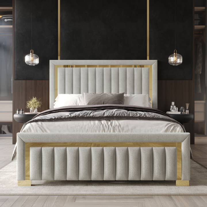 Home Design Olathe Upholstered Panel Bed Frame for wholesale by Home Design