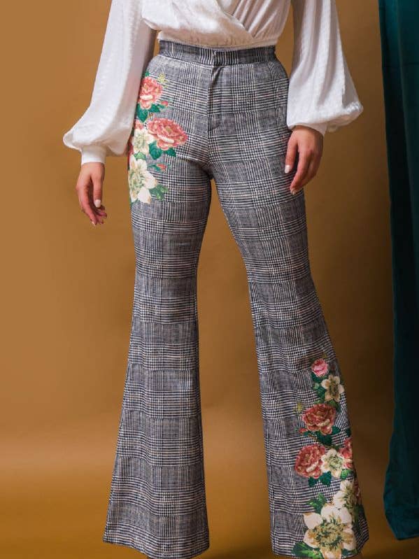 Karierte Hose mit weitem Bein-JP4014 für den Großhandel von FLYING TOMATO