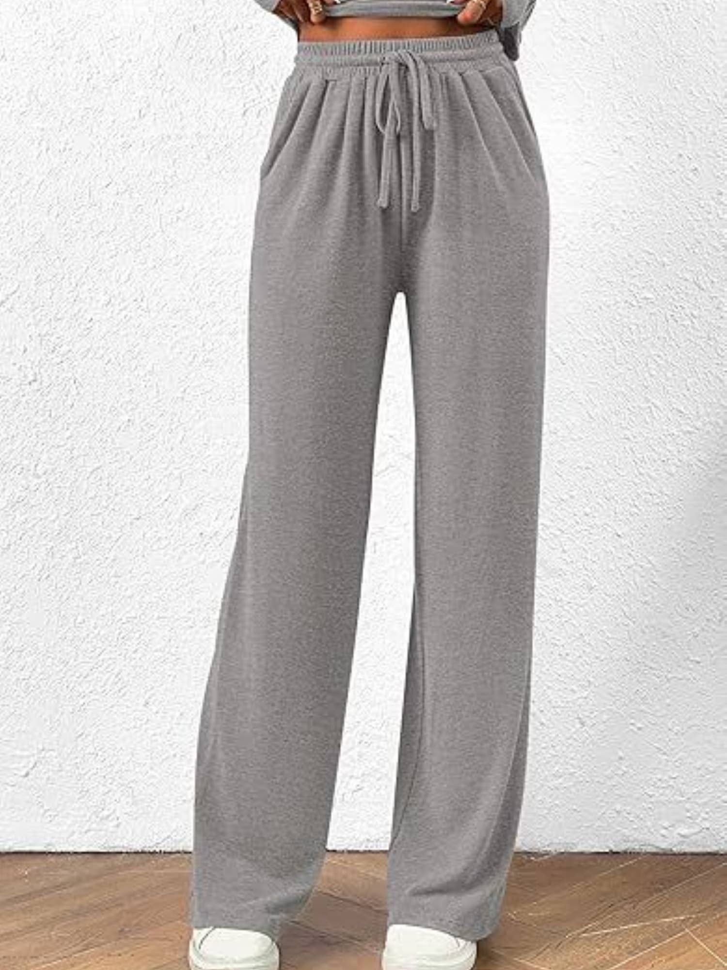 Anna Kaci Wholesale - Wholesale Lounge Set - Women's - Wide-Leg Lounge Set with Drawstring Closure3