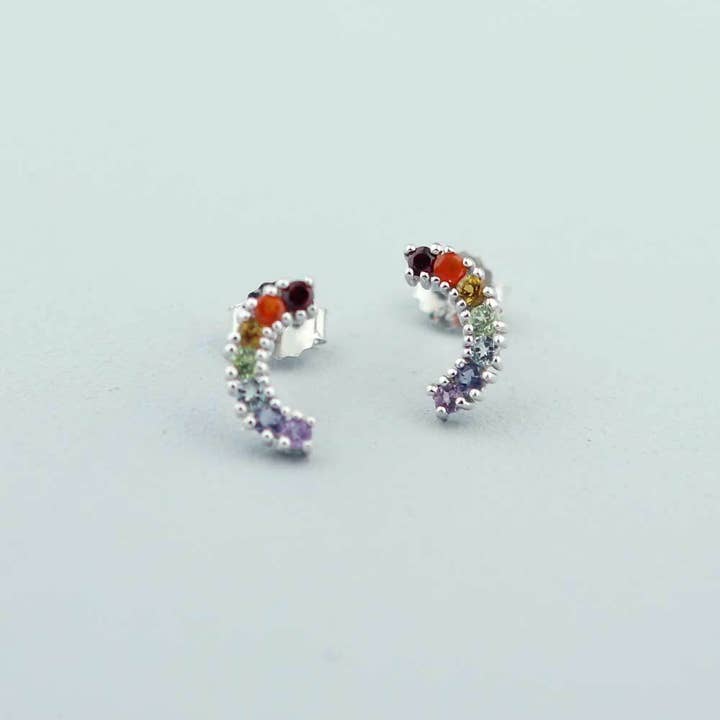 Culture Spot - Wholesale Stud/Post Earrings - Chakra Gemstone Curved Small Stud Earrings