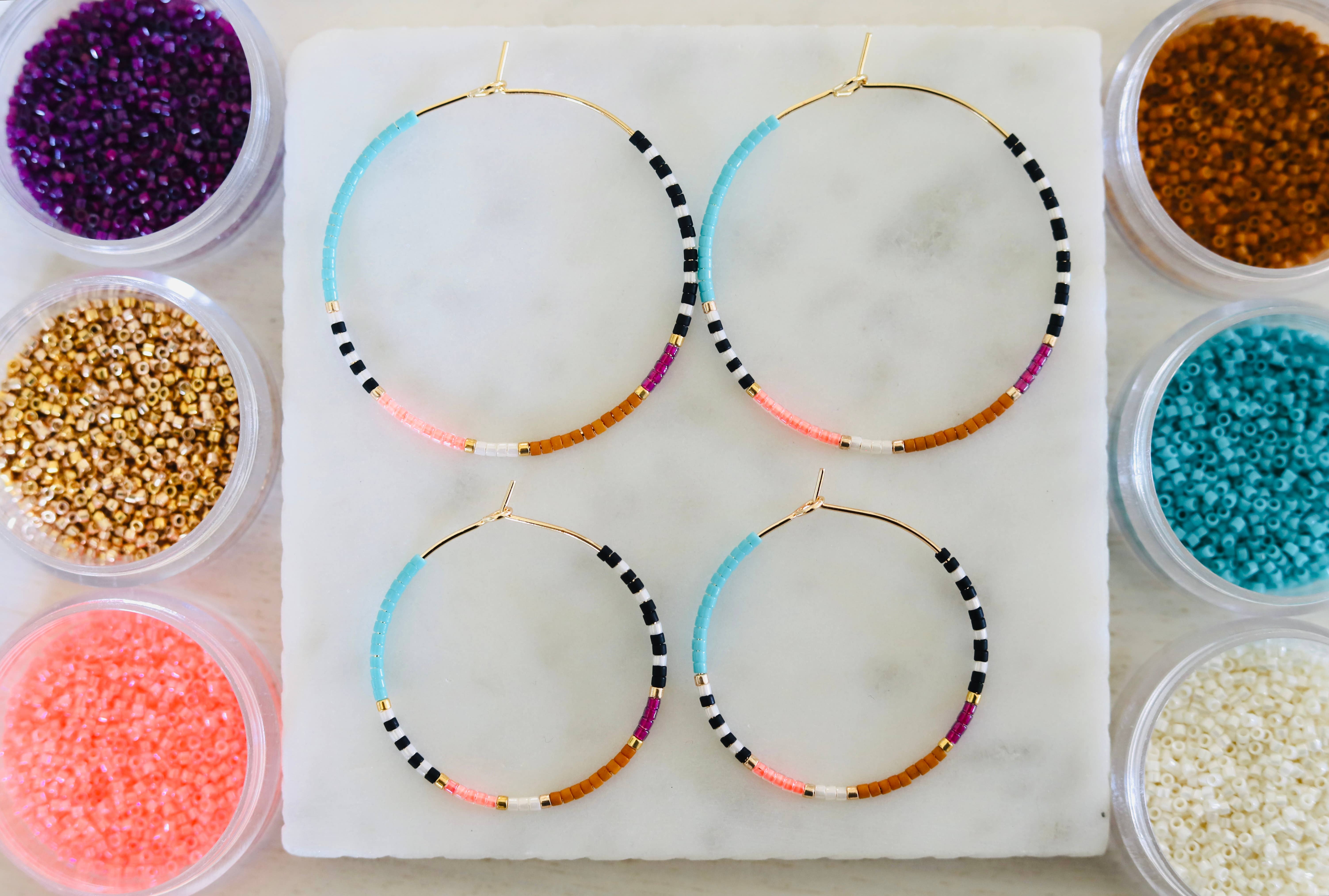 Girls Day Out by Amy Houston - Wholesale Hoop Earrings - Resort miyuki glass beaded hoop earrings0