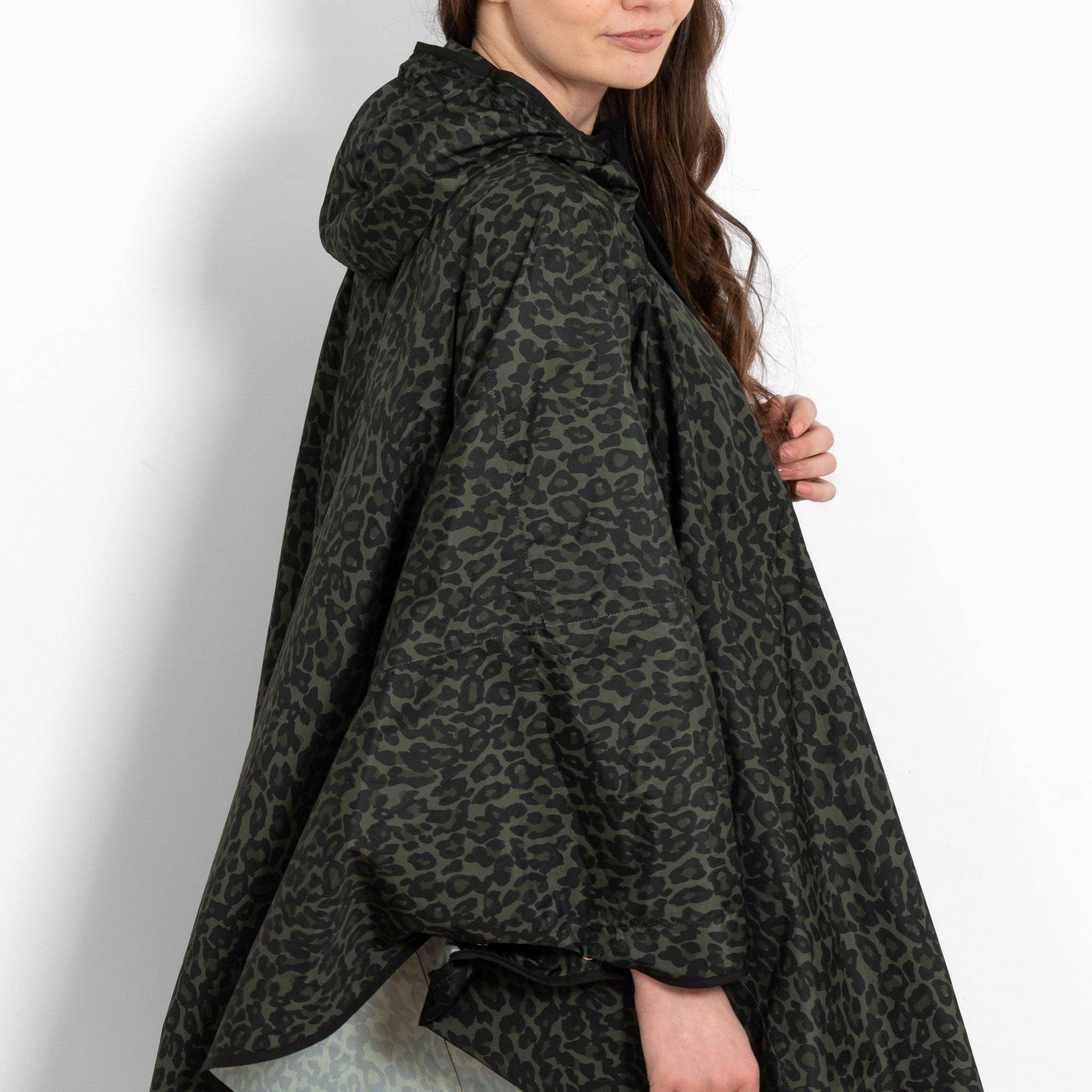 Sarta - Wholesale Poncho - Women's - Aspen Rain Poncho - Khaki/Black, Leopard6