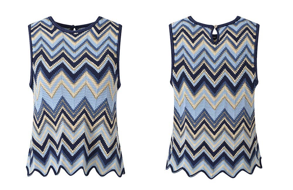 Productseeker - Venta al por mayor Conjuntos de top y pantalón (NO para estar en casa) - Mujer - Conjunto de Chaleco Sin Mangas y Pantalones de Punto Ondulado en Contraste SET621