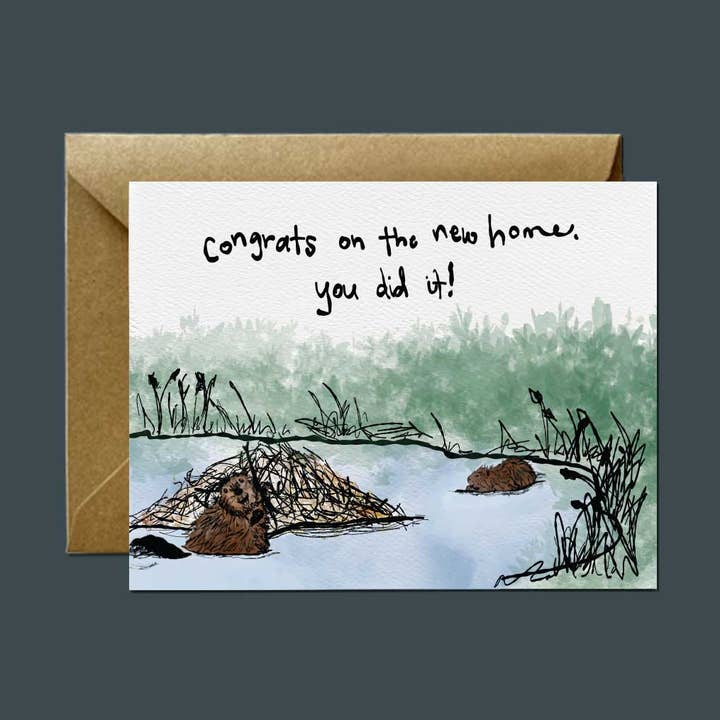 Congratulations Busy Beavers — Friendship and Support Card for wholesale by Mitzi Bitsy Spider