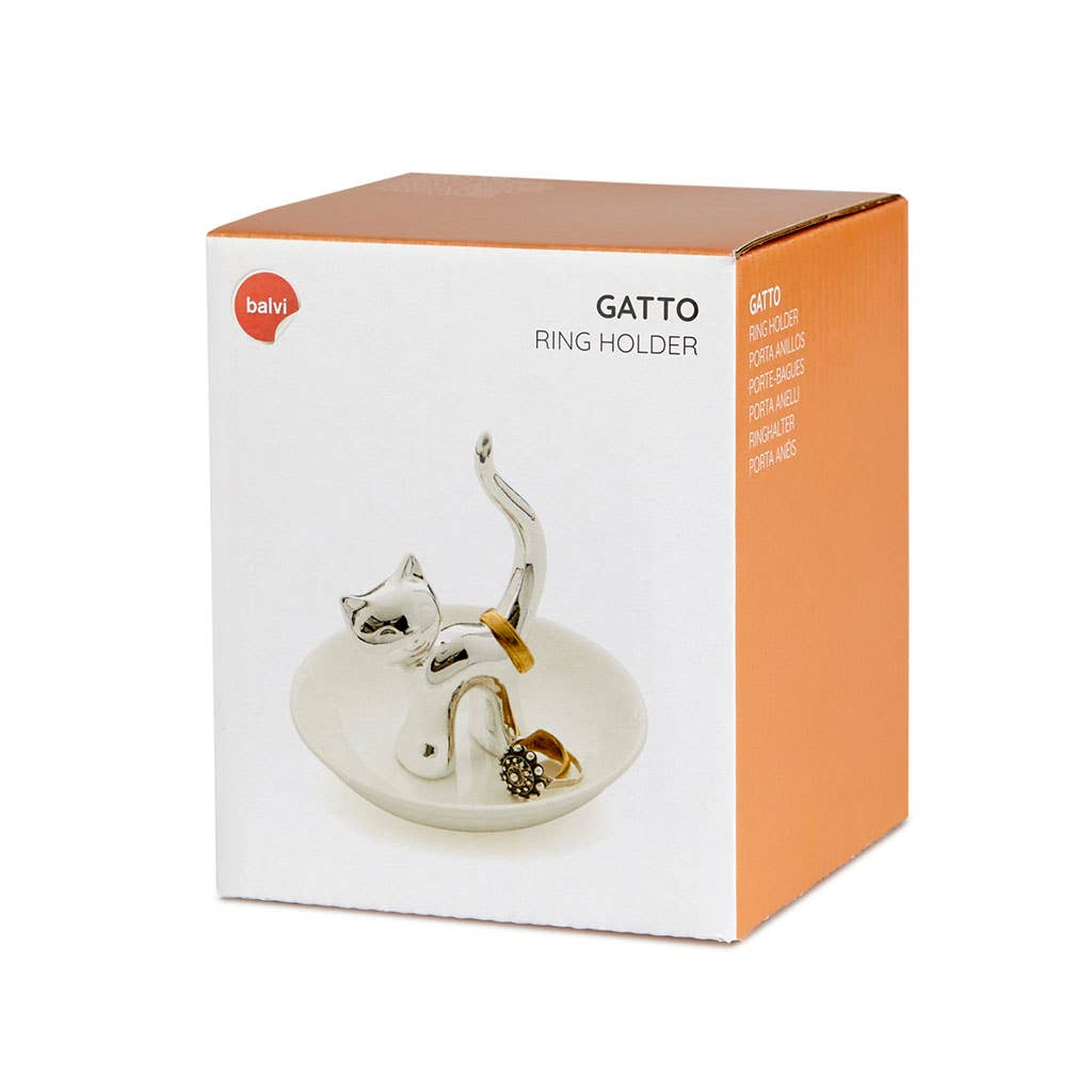 Balvi - Wholesale Jewelry Dish - Ring holder, Gatto, silver, porcelain3