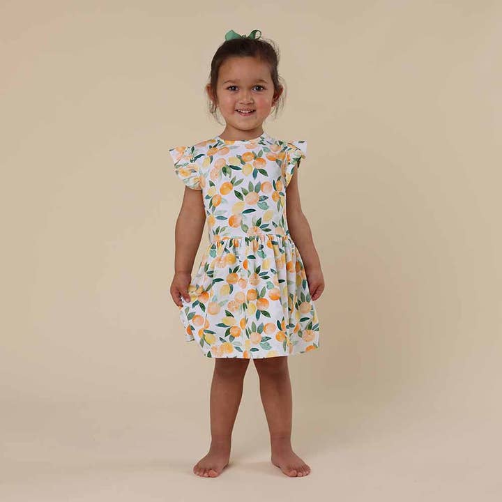 Snuggle Hunny - Wholesale Dress – Kids - Citrus Squeeze Short Sleeve Organic Dress10