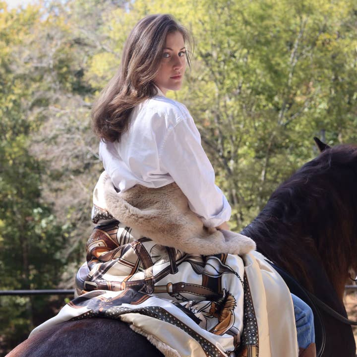 Camel Faux Fur Equestrian Blanket for wholesale by Pretty Rugged