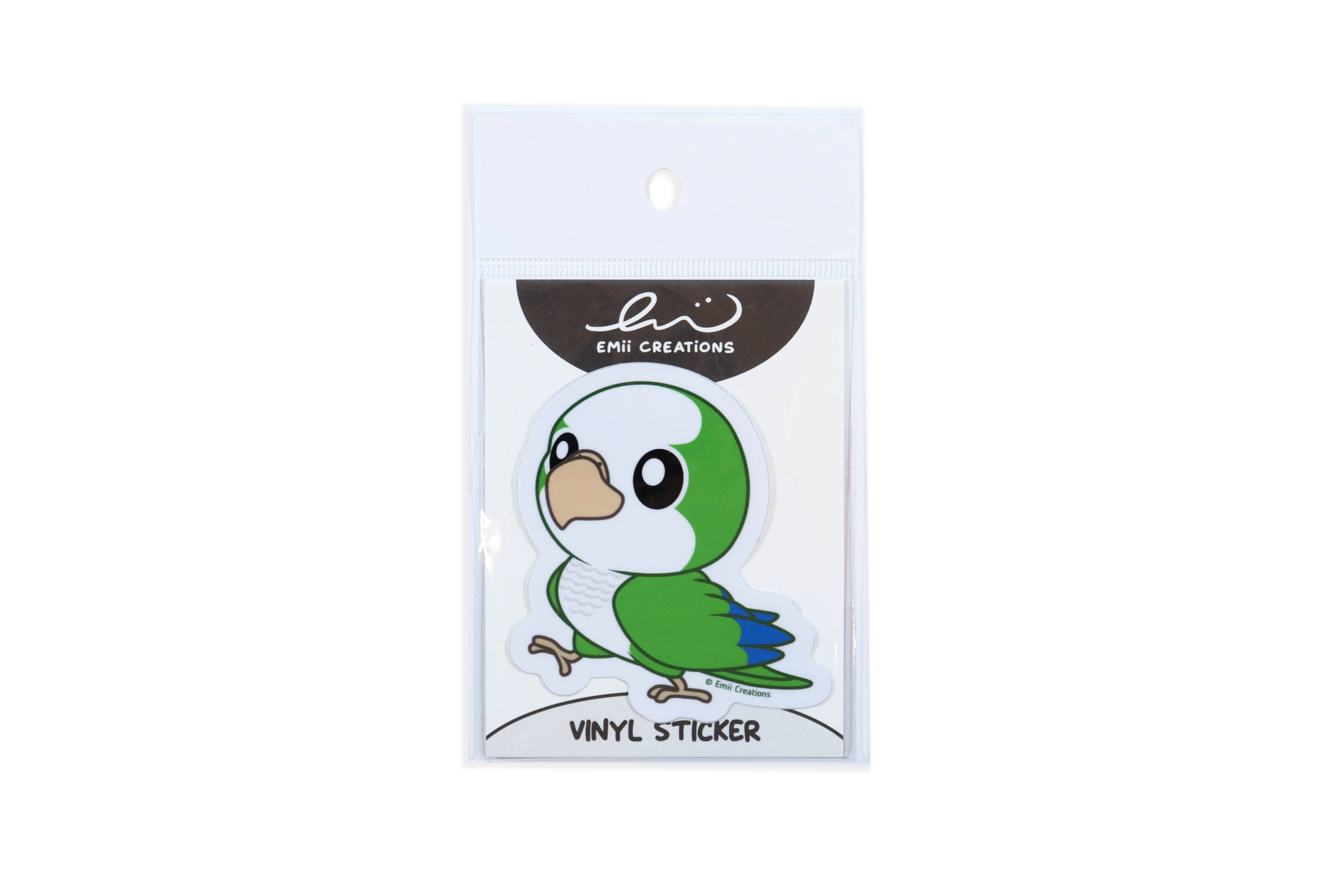 Emii Creations - Wholesale Sticker - Green Quaker Parrot Bird Vinyl Sticker2