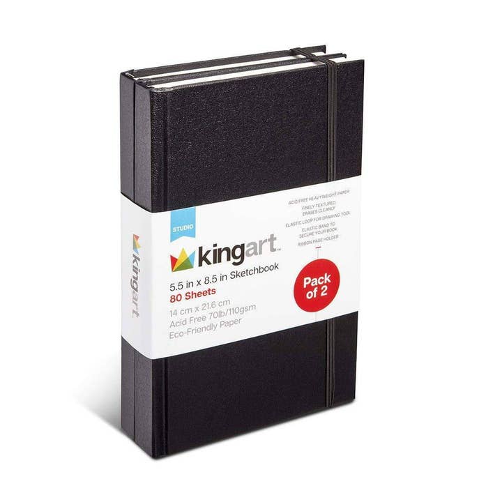 Hardcover schetsboek 5,5” x 8,5” (2 stuks, 80 vellen elk) voor wholesale door KINGART