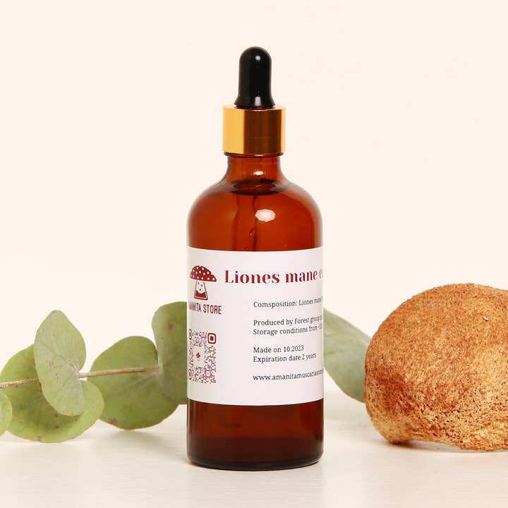 Tintura di criniera di leone - Doppia estrazione da corpi fruttiferi organici freschi per la vendita all'ingrosso da parte di Amantia store