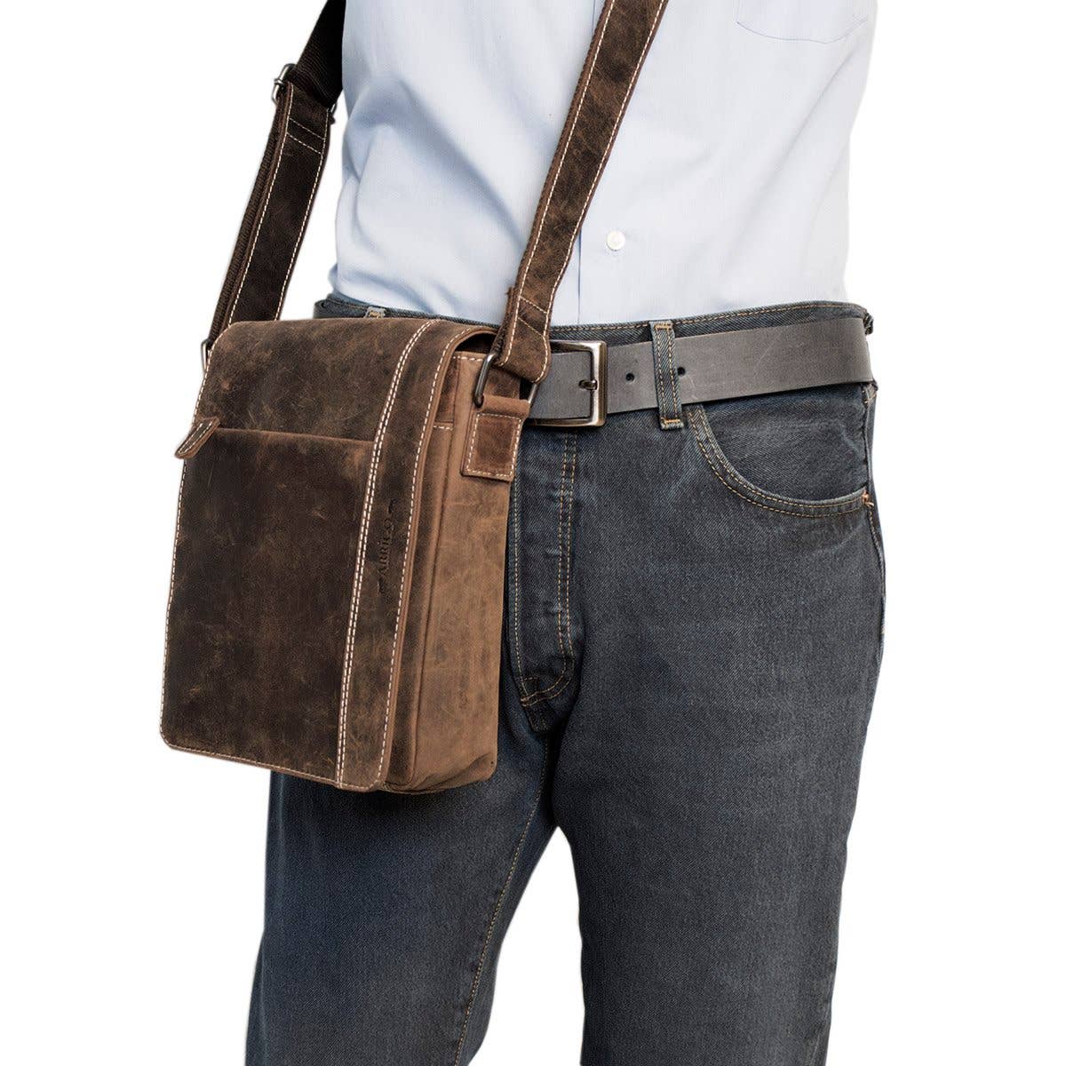 Arrigo – Großhandel Schultertasche – Unisex – Arrigo Schultertasche aus Büffelleder für Damen und Herren – 3 Farben4