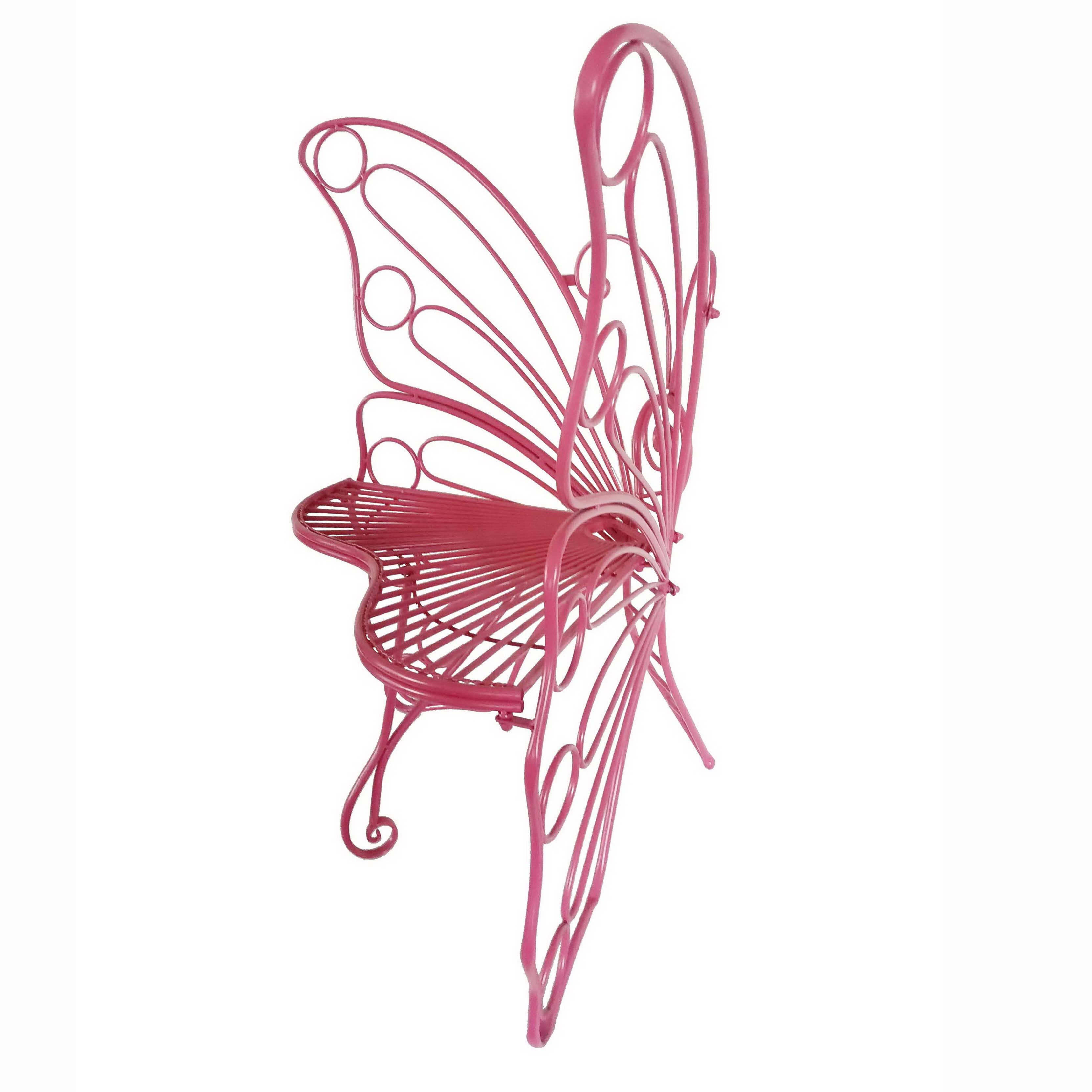 Hi-Line Gift Ltd. - Wholesale Outdoor Ornament/Decor - Pink Metal Butterfly Chair: Charming Outdoor Elegance3
