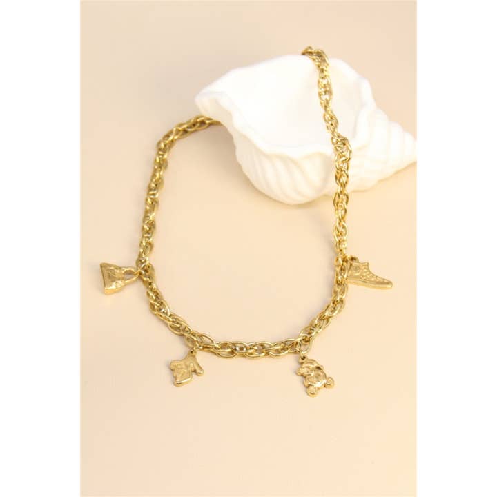 golden Stainless Steel Necklace With Unique Charms for wholesale on Faire4