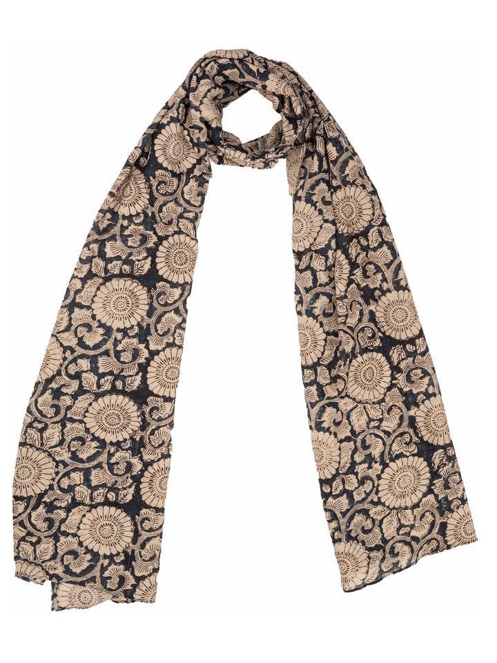 600-020 "Cotton Scarf" - Hand Block Printed for wholesale by White Lotus Fashions
