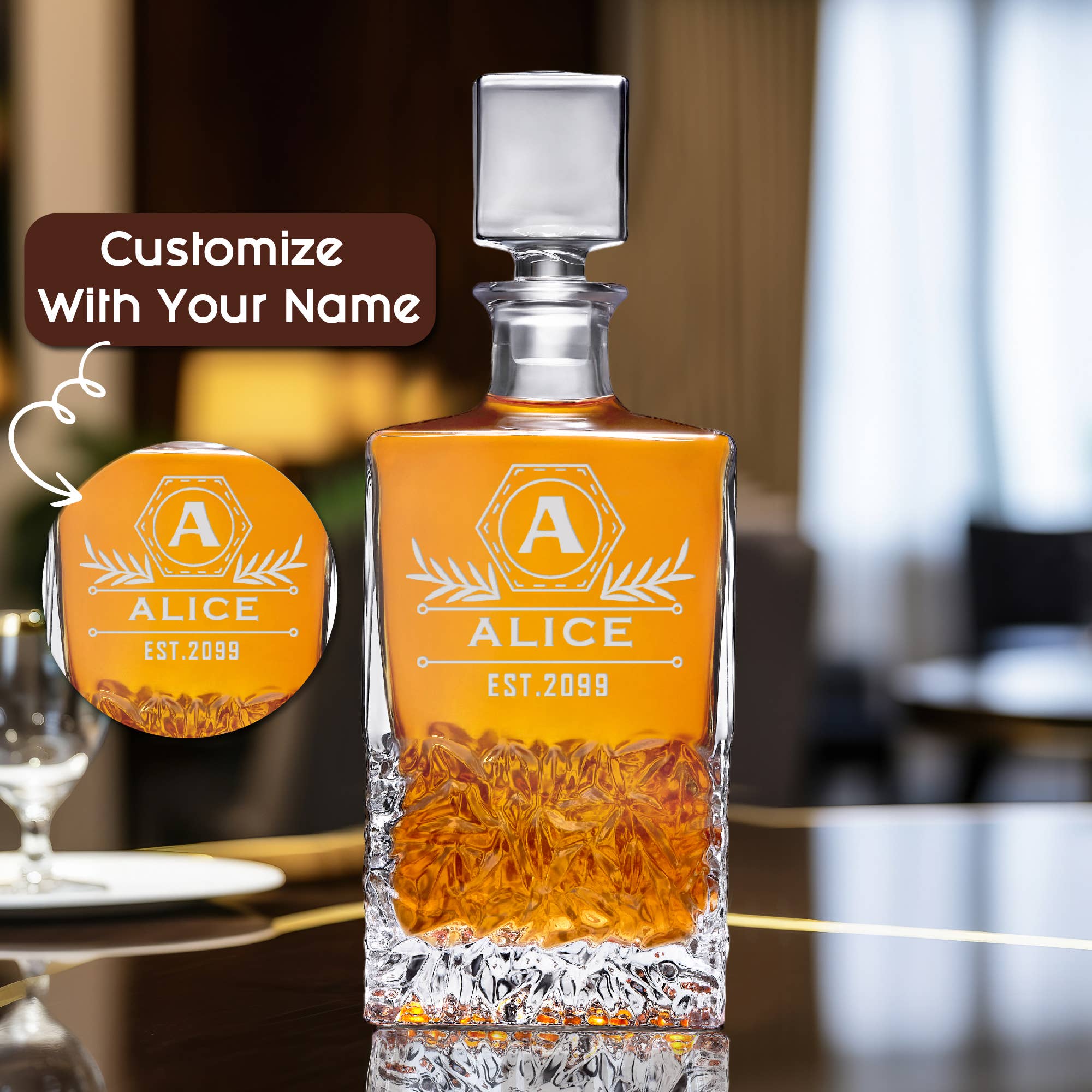 Engrave My Memories - Wholesale Decanter - Custom Whiskey Decanter, Decanter Set, Gift for Dad3