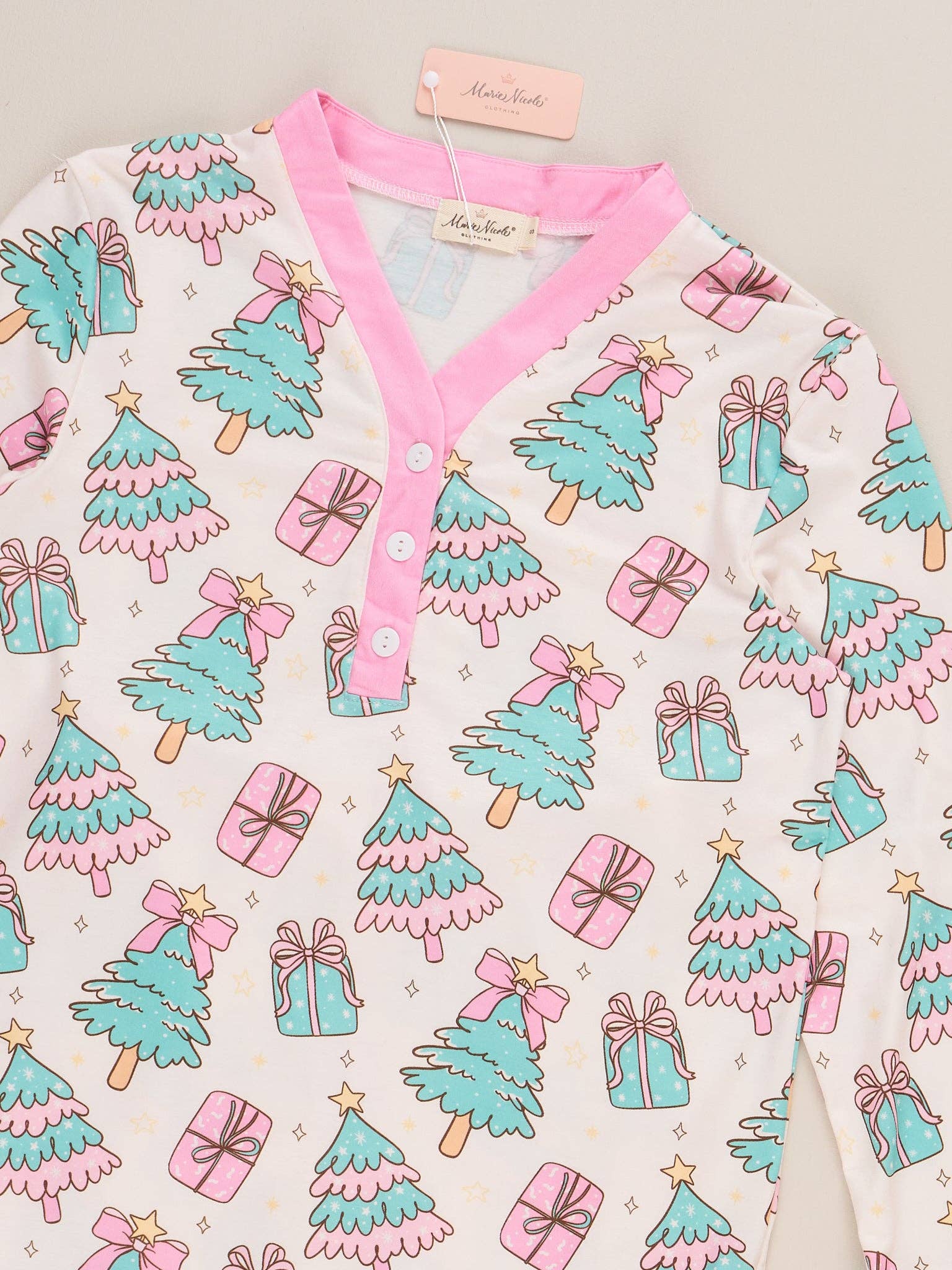 Marie Nicole Clothing - Wholesale Sleepwear Set - Kids - Mom & Me Frosty Tree Gift Pajamas1