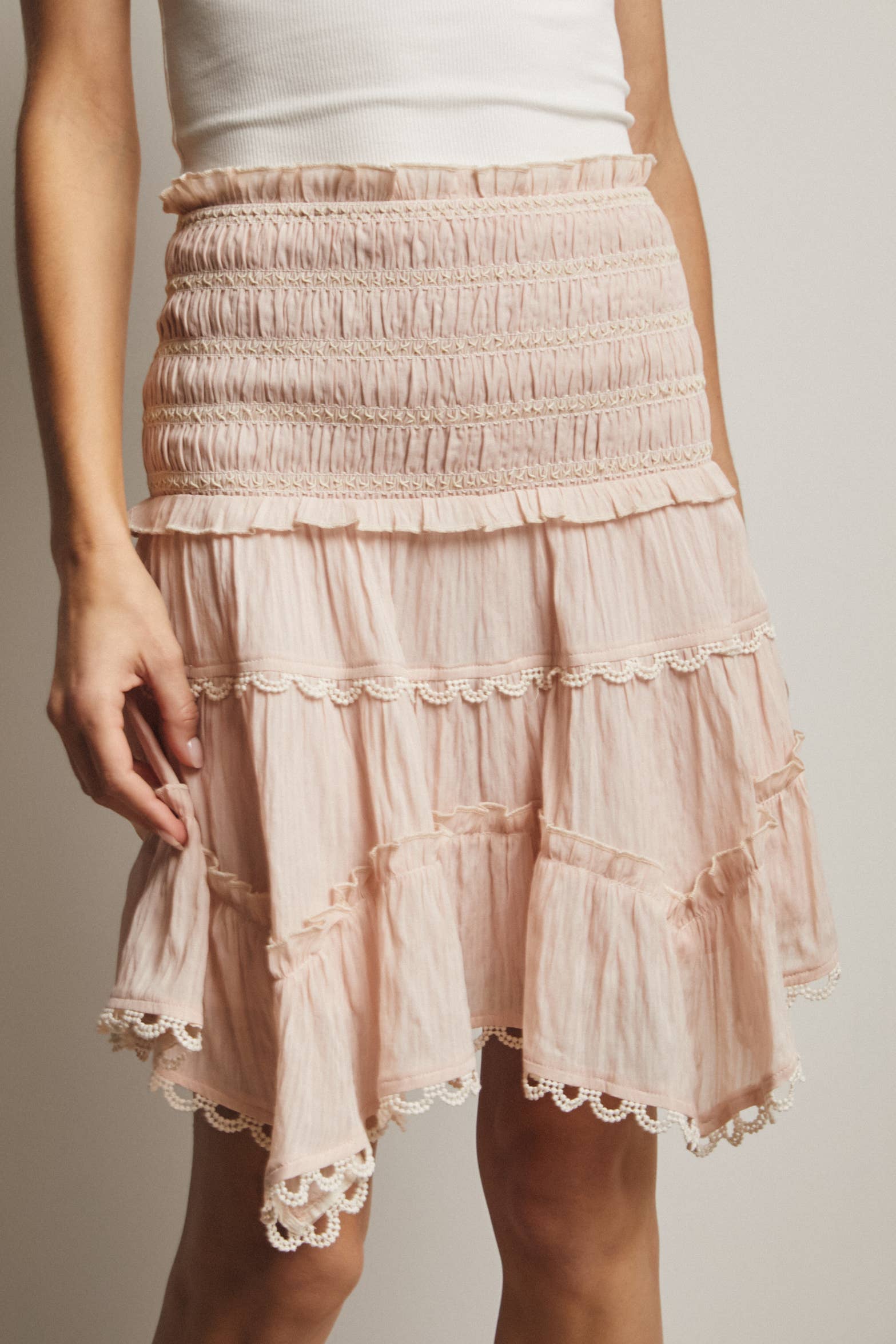 Forte - Wholesale Skirt - Women's - Smocked Ruffle Convertible Skirt/Top FSK000824