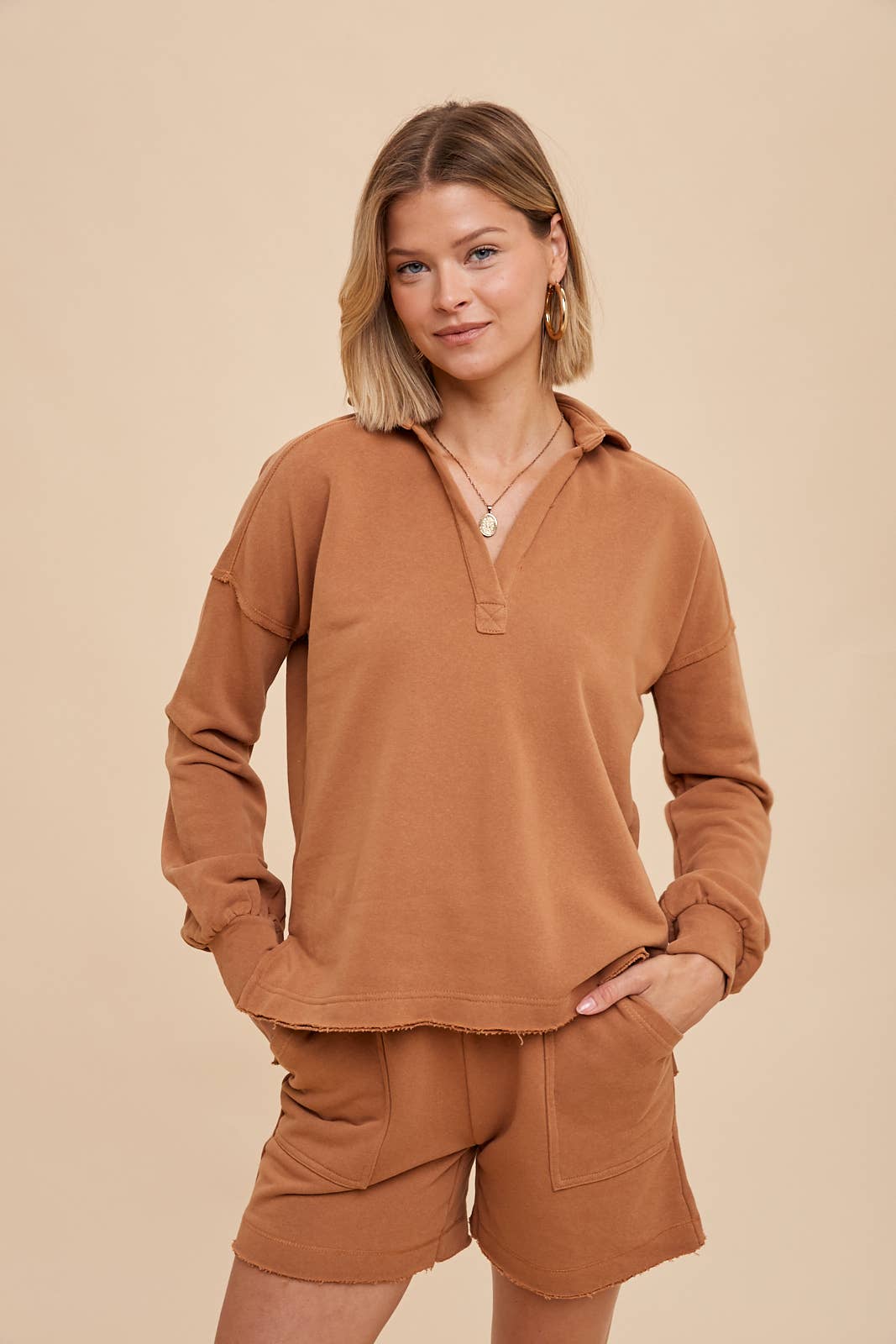 In Loom – Sweatshirt - Mulher por atacado – PULÔVER DE COLARINHO LAVADO PARA ROUPA1
