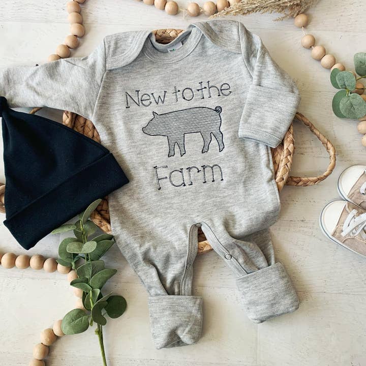 Wonderfully Made - Wholesale Jumpsuit - Baby - Baby Romper | Baby Boy Outfit - New To the Farm - Animal