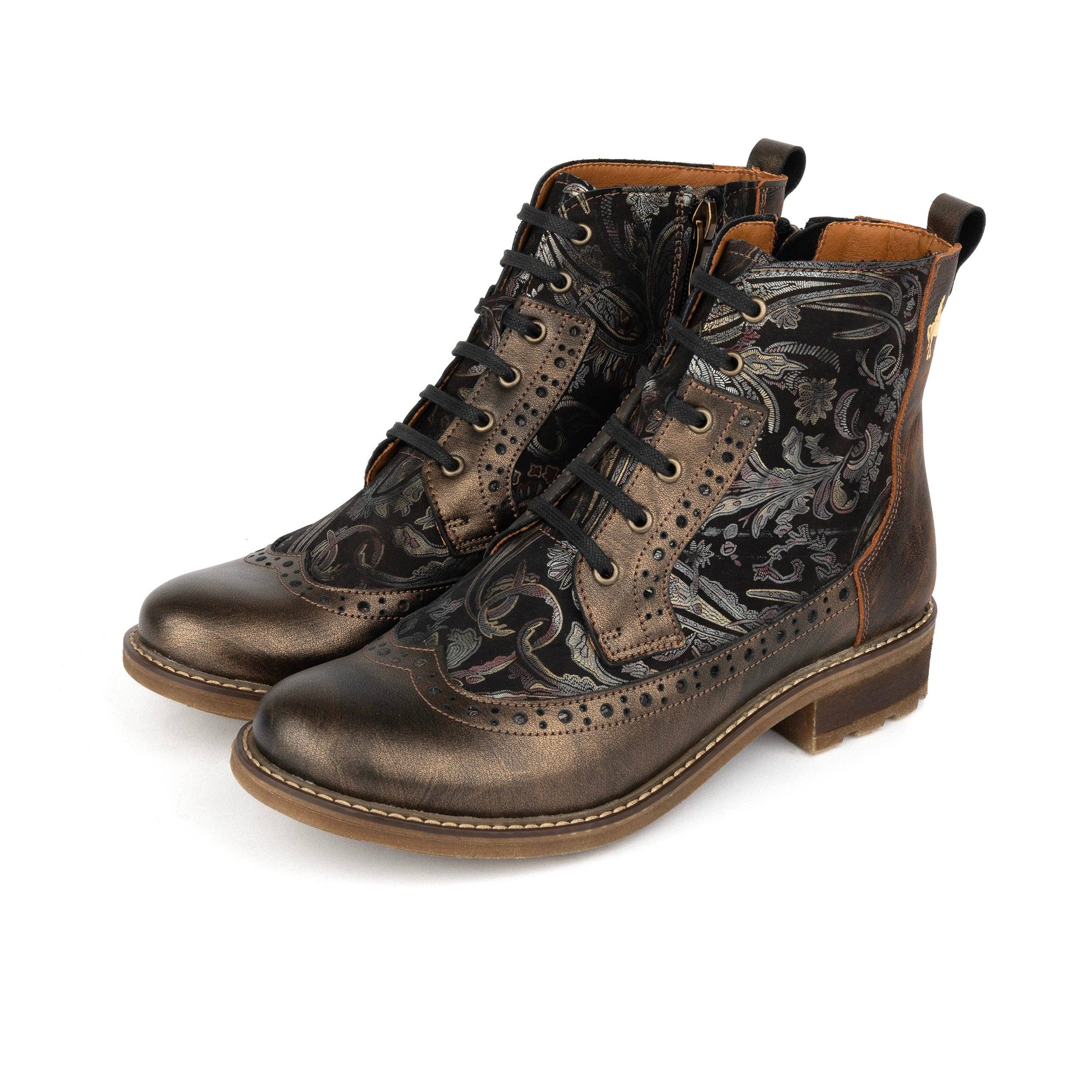 Embassy London - Wholesale Booties - Women's - Milliner - Bronze & Floral - Women's leather round toe rubber sole ankle boot in black8